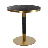 Élégant restaurant café boutique utiliser luxe marbre ardoise dessus en acier inoxydable rond or bord cadre table à manger ensemble