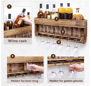 Étagère murale <span class=keywords><strong>en</strong></span> <span class=keywords><strong>bois</strong></span> pour bouteilles de vin, avec <span class=keywords><strong>porte</strong></span>-verres à pied, présentoir rustique pour vin, support de rangement avec <span class=keywords><strong>porte</strong></span>-tire-bouchons - Product Image 4