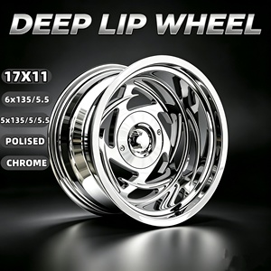 Jantes rétro chromées polies 17x11 Lowrider 5x5 5x5.5 6x135 6x5.5 5x135 pour F150 RAM GMC Sierra OBS Chevy Squarebody Tahoe - Product Image 1