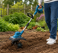 Cultivateur de jardin électrique sans fil à batterie lithium, mini-cultivateur avec 4 lames, 21V, portable, rechargeable, désherbeur manuel