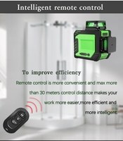 Niveau laser auto-nivelant 16 lignes rechargeable, laser croisé 4x360 degrés, outil de nivellement laser vert