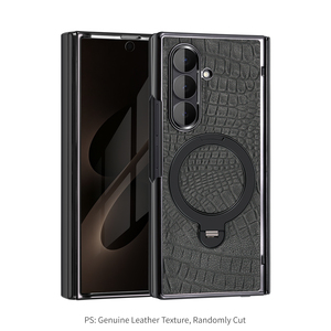 เคสโทรศัพท์แบบพับได้ หนังแท้ พร้อมที่ยึดแม่เหล็ก สำหรับ Samsung Fold 6 7 8 Flip 6 7 8 - Product Image 2
