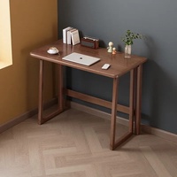Bureau pliant en bois massif pour la maison et le bureau, sans assemblage, bureau d'étude et d'écriture, bureau à plateau épais, petit poste de travail, table de lecture pliable