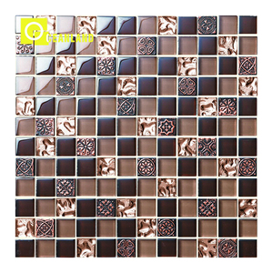 Vente en gros 300x300 carreau de mosaïque en cristal de <span class=keywords><strong>résine</strong></span> de verre de cristal brun - Product Image 1
