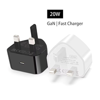 Chargeur mural USB C HNT 20W GaN avec prise UK, adaptateur de charge rapide PD 3.0 pour iPhone Pro Max iPad, certifié CE UKCA