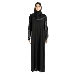 Cheap Factory Customized Traditional Muslim Hooded Dress Abaya Islamic Women Rhinestones Maxi Hijab Dress Robe