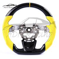 Volant de course personnalisé en fibre de carbone noire véritable à 3 branches avec cuir jaune pour KIA Stinger GT 2018-2023
