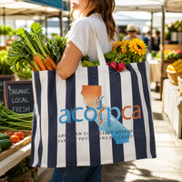 Sac fourre-tout en toile de coton imprimé numérique personnalisé, grande capacité, pour les trajets quotidiens et les voyages, avec fermeture à glissière et bouton