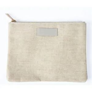 Custom Linen bag Cosmetic Makeup pouch eco friendly durable Reusable organizable cosmetic pouch