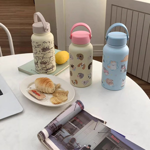 Bouteille isotherme charmante de 24 oz avec couvercle à boucle robuste, illustration graphique fantaisie, tasse sous vide pour femmes <span class=keywords><strong>et</strong></span> étudiants - Product Image 4