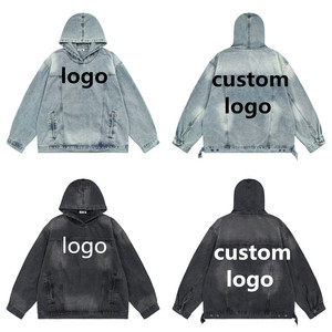 Parche personalizado bordado Zip-Up Hoodie hombres distorsionado cosido para Denim Tears Heavyweight Oversized negro gris 100% algodón - Product Image 1