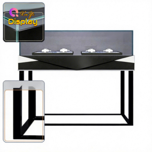 Vetrina Espositiva per <span class=keywords><strong>Gioielli</strong></span> <span class=keywords><strong>di</strong></span> Lusso Premium Moderna con Illuminazione LED, in Vetro Temperato Ecologico e Resistente, per <span class=keywords><strong>Gioielli</strong></span> in Diamanti e Oro - Product Image 4