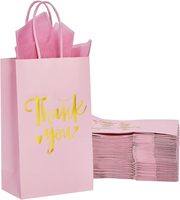Bolsas de Regalo de Papel con Asas, Color Rosa y Dorado, con Diseño de Papel de Aluminio, para el Día de la Madre, Bodas, Baby Shower, Cumpleaños