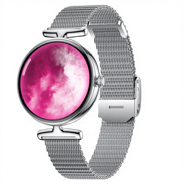 New V81 Women's Android AMOLED Smart Watch 1.19 Inch 5-10 Days Battery Heart Rate Blood Pressure Dial Call IPX-7 Silicone