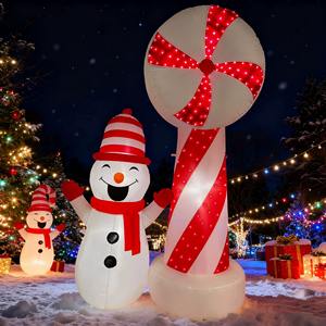 Dekorasi luar ruangan tiup Natal, dekorasi halaman tiup manusia salju bawaan LED Natal - Product Image 4