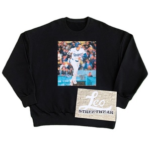 Sweat-shirt à col rond en tapisserie personnalisée <span class=keywords><strong>sans</strong></span> <span class=keywords><strong>capuche</strong></span> <span class=keywords><strong>Pull</strong></span>-over à <span class=keywords><strong>capuche</strong></span> en patchwork <span class=keywords><strong>noir</strong></span> gaufré de poids lourd pour hommes - Product Image 3