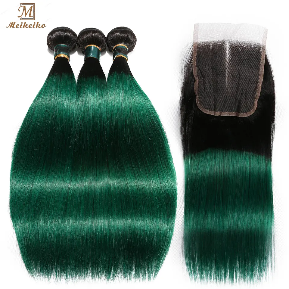 wholesale human hair ombre hair bundles with closure and frontal ,brazilian green hair extensions virgin cuticle aligned color