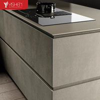 Meubles de cuisine complets de luxe personnalisés armoire modulaire pour villa poignée en aluminium armoires d'îlot d'évier robinet Island De Cocina