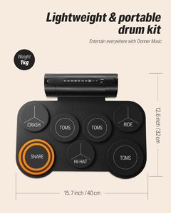 Batterie électronique Donner 7 pièces, design silencieux et enroulable, haut-parleur intégré, 40 leçons <span class=keywords><strong>de</strong></span> batterie, cadeau pour enfants pour les fêtes/Noël/anniversaire - Product Image 5