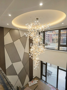 Nordic Style Ginkgo Branch <b>Leaves</b> Oversized Chandelier Staircase Modern Petal Chandeliers Pendant <b>Lights</b> Villa Mall Lighting - Product Image 3