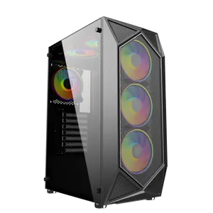 Atacado personalizado grande preto rosa branco azul gaming computador caso torre média atx argb fita ventilador silencioso com movimentos