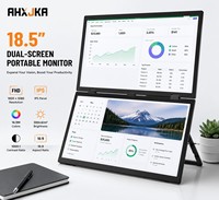 Monitor Portátil Dual de 18.5 Pulgadas, 1080P FHD IPS, 100Hz, Retroiluminación LED, Plegable, Extensor de Pantalla para Portátil, Tipo C USB-C, Plug&Play, para Viajes