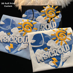 High Quality 100% Cotton 200g Heavyweight Oversized <b>Men's</b> Streetwear T-Shirt with Custom 3D Foam for Letter Logo - Product Image 4
