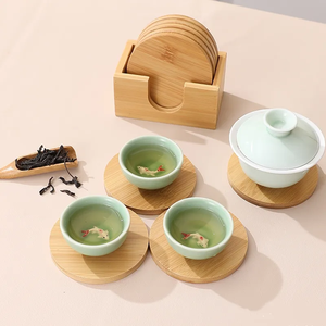 Commercio all'ingrosso su misura di alta qualità naturale di bambù e <span class=keywords><strong>legno</strong></span> Coaster Set <span class=keywords><strong>supporto</strong></span> <span class=keywords><strong>in</strong></span> <span class=keywords><strong>legno</strong></span> inciso - Product Image 2