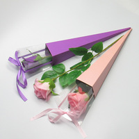 Boîte cadeau en PVC colorée de haute qualité pour petites entreprises, emballage personnalisé pour fleurs, boîte cadeau pour une seule fleur