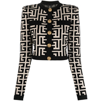 Pull cardigan court en jacquard à manches longues et boutons pour femmes personnalisé