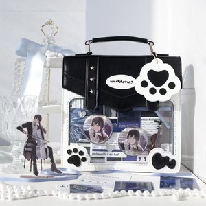 Sac bandoulière personnalisé en cuir PU pour femmes, style anime Ita Bag, avec porte-badges intégré et motif patte de chat mignon - Product Image 6