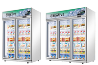 Fournisseur chinois vente spéciale nouveau modèle double porte air forcé ventilateur refroidissement vertical porte en verre congélateur