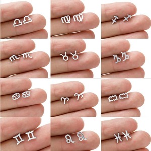 <span class=keywords><strong>Horoscope</strong></span> 12 boucles d'oreilles zodiaque pour femmes plaqué or petites boucles d'oreilles en acier inoxydable boucles d'oreilles géométriques bijoux cadeau - Product Image 3