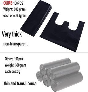 Sacs en plastique biodégradables personnalisés imprimés VANTUR, noirs en PEHD, pour le transport de T-shirts et le shopping – Vente en gros à prix réduit - Product Image 4