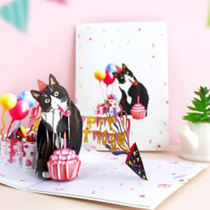 Mèo pop-up thẻ thân thiện với môi chất liệu dễ thương sinh nhật mèo chủ đề món quà sinh nhật Pop Up thiệp chúc mừng cho những người yêu mèo - Product Image 4