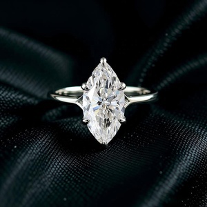 Anillo de Boda Minimalista Chapado en Oro de 14k con Circonita Cúbica de Corte Marquesa, Anillo de Compromiso para Mujer, Joyería para Fiesta Nupcial, Regalo - Product Image 1