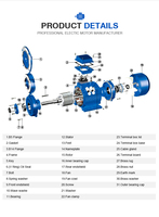 Moteur AC triphasé industriel IE3 380v 8 pôles 1,1kw 1,5hp 750 tr/min Moteur à induction Boîtier en aluminium moulé épais Longue durée de vie