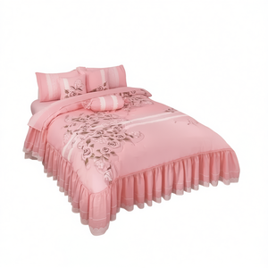 Juego de Edredón Queen Size Antonieta con Bordado Floral, 7 Piezas, Ropa de Cama para el Hogar, Poliéster y Algodón, Estilo Princesa, para Todas las Temporadas - Product Image 1