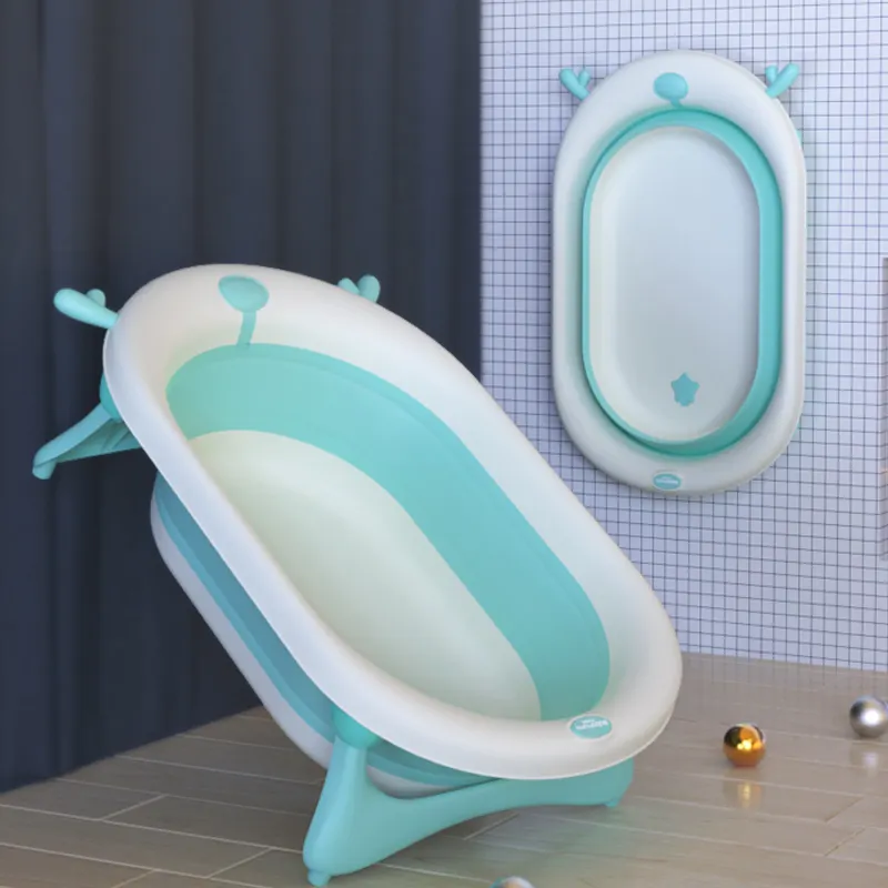 स्नान और पॉटी आपूर्ति बच्चों के बच्चों बच्चा Foldable बाथटब, नवजात शिशु के साथ प्लास्टिक बंधनेवाला गुना स्नान टब स्नान तकिया