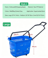 Carrito de Compras de Cuatro Ruedas para Supermercado, Cesta de Plástico Portátil para Tiendas de Ropa y Almacenamiento de Cerveza
