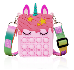 Porte-monnaie en Silicone pour enfants, <span class=keywords><strong>licorne</strong></span>, mignon, Animal, Mini femme, Push PopIt, jouet, 2023 - Product Image 4