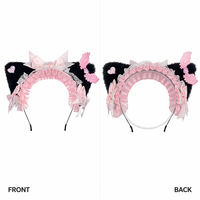 DREAM FASHION Veste Lolita à oreilles de chat et nœud cœur, tenue de cosplay anime pour femme avec accessoires capillaires pour Halloween