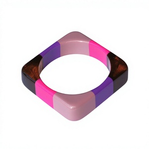 New Quality Stylish <b>Acrylic</b> Bangle Bracelet Multicolor Resin Fashion Designer Jewelry Unisex Trendy Fancy Wedding Party Woman - Product Image 1