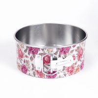Lot de 3 moules à gâteau en tôle ronds, carrés et en forme de cœur, moules à pâtisserie en métal avec une élégante décoration florale