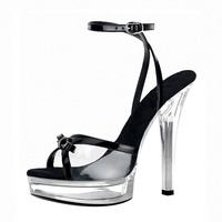 Plate-forme de cristal transparente, sandales ouvertes à talons hauts, pour discothèque, discothèque, noir, 4x13cm