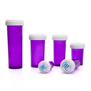 プラスチック製のrx医療用ボトル子供用耐性ピルリバーシブルキャップバイアル