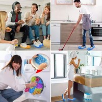 Chaussons de vadrouille à poussière en microfibre douce couvre-chaussures lavables pour le nettoyage des sols