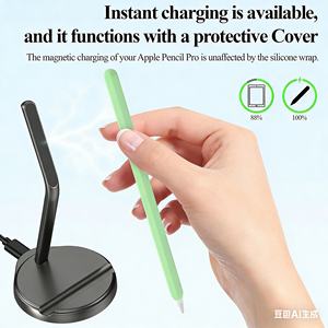 Support de charge magnétique sans fil 2-en-1 avec support à rainures pour <span class=keywords><strong>Pencil</strong></span> Pro 4e génération en plastique – <span class=keywords><strong>Rangement</strong></span> et charge parfait pour le bureau - Product Image 5