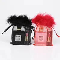 Multiple Styles Packing Custom Logo Party Drawstring Candy Gift Organza Pouch Bag with Feather