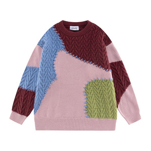 Pull unisexe à col rond en coton 100% respirant, à logo frontal, à rayures, de style universitaire, fabriqué par un fabricant, tricoté sur mesure - Product Image 2